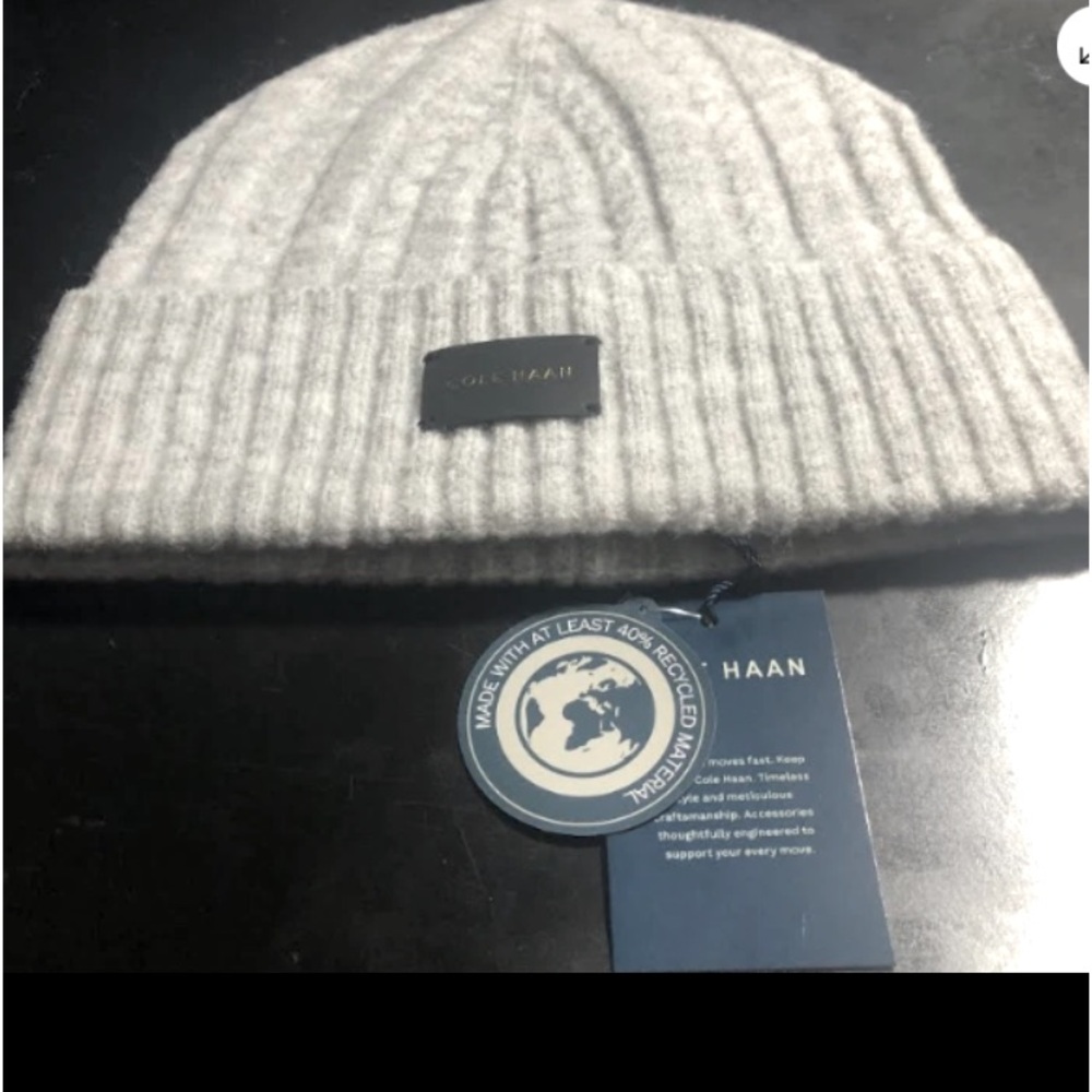 Cole Haan Cable Stitch Beanie Soft  Grey OS NWT